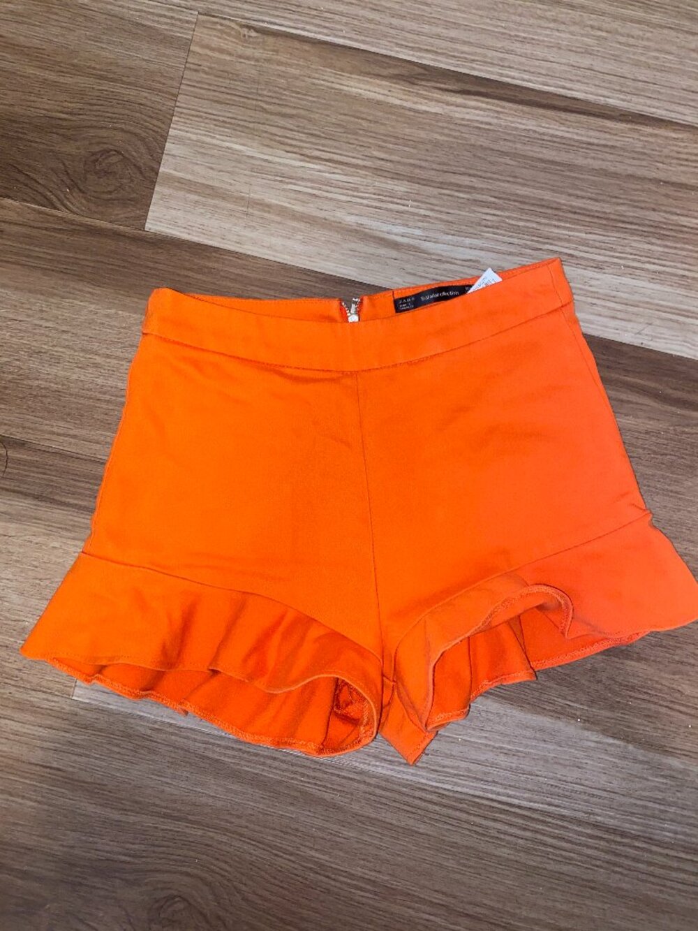 Zara Trafaluc Orange Ruffle Shorts High Waisted